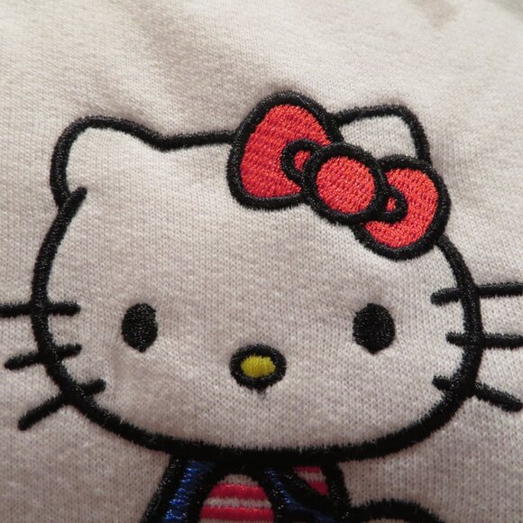 Women XS White Hoodie Sweatshirt Hello Kitty Embroidery Screen Print Warm Cozy - Picture 5 of 16